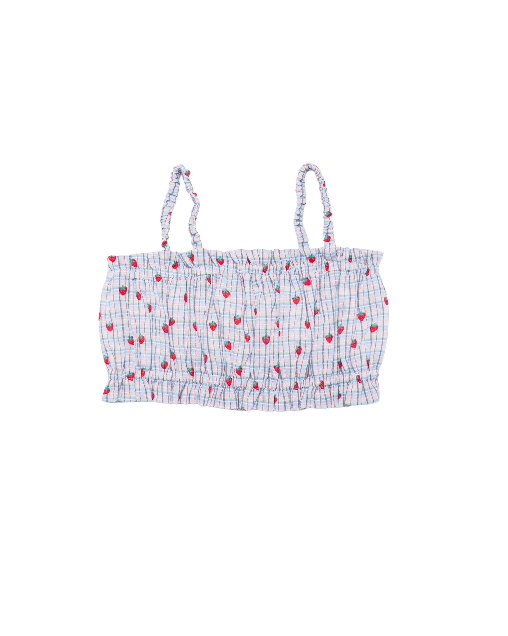 Poet Ruffle Crop- Strawberry Check